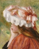 Head of a Young Girl in a Red Hat by Pierre Auguste Renoir