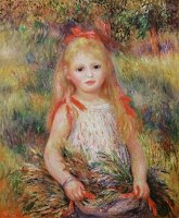 Little Girl Carrying Flowers by Pierre Auguste Renoir