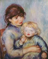 Maternity or Child with a biscuit by Pierre Auguste Renoir