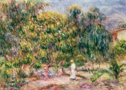 The Woman in White in the Garden of Les Colettes by Pierre Auguste Renoir