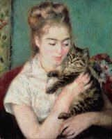 Woman with a Cat by Pierre Auguste Renoir