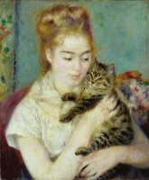Woman With A Cat by Pierre Auguste Renoir