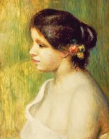  Young Woman with Flowers at her Ear by Pierre Auguste Renoir