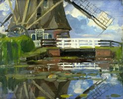 Truncated View of The Broekzijder Mill on The Gein, Wings Facing West by Piet Mondrian