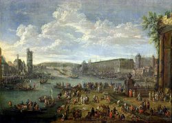 View of The Louvre And The Tour De Nesles From The Ile De La Cite by Pieter Casteels II