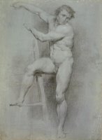 Male Nude Leaning on a Ladder by Pompeo Batoni