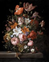 Flowers in a Glass Vase by Rachel Ruysch