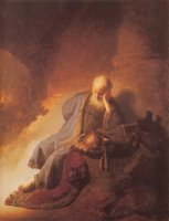Jeremais Lamenting The Destruction of Jerusalem by Rembrandt