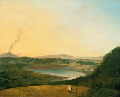 Lago D'agnano with Vesuvius in The Distance by Richard Wilson
