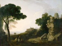 Landscape Capriccio with Tomb of The Horatii And Curiatii, And The Villa of Maecenas at Tivoli by Richard Wilson