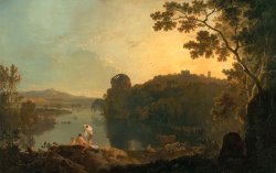 River scene- bathers and cattle by Richard Wilson