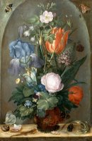 Flower Still Life with Two Lizards by Roelant Savery