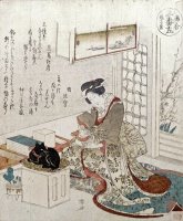 A Girl with Two Cats by Ryuryukyo Shinsai