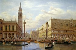 A View of The Piazzetta with The Doges Palace From The Bacino, Venice by Salomon Corrodi