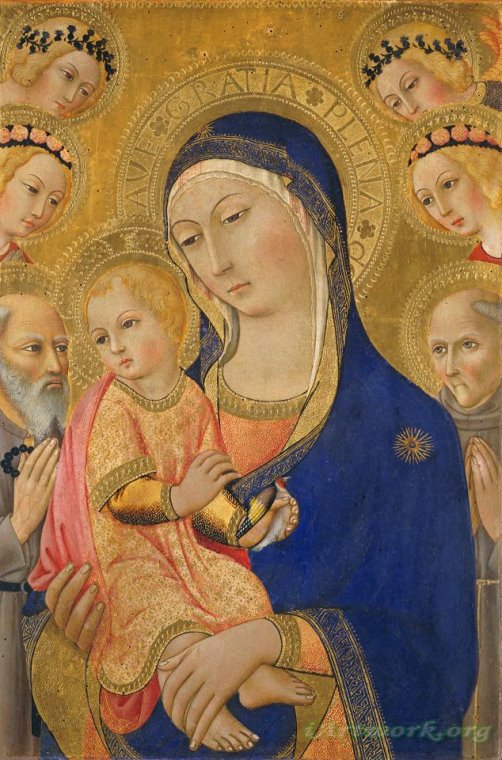 Sano di Pietro Madonna And Child With Saint Jerome Saint Bernardino And ...