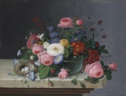 Still Life With Flowers and Bird's Nest by Severin Roesen