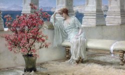 Her eyes are with her thoughts and they are far away by Sir Lawrence Alma-Tadema