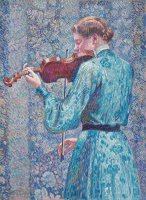 Marie Anne Weber Playing The Violin by Theo van Rysselberghe