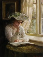 Lady Reading by a Window by Thomas Benjamin Kennington