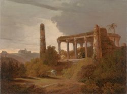 Indian Landscape with Temple Ruins by Thomas Daniell