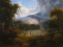 Hunters with a Dog in a Landscape by Thomas Doughty