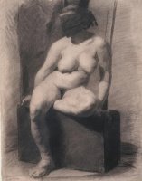 Female Nude Seated With Mask by Thomas Eakins
