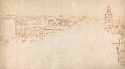 Sketch for The Eidometropolis Panorama, Great Surrey Street And Christchurch, Southwark by Thomas Girtin