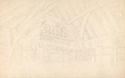 Stokesy Castle Interior of a Raftered Hall by Thomas Girtin