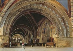 The Interior of the Lower Basilica of St. Francis of Assisi by Thomas Hartley Cromek