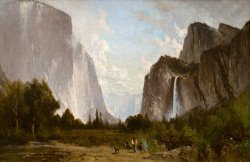 Yosemite Valley Bridal Veil Falls And El Capitan by Thomas Hill