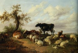 Cattle Sheep And Goats by Thomas Sidney Cooper