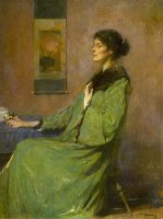 Portrait of a Lady Holding a Rose by Thomas Wilmer Dewing