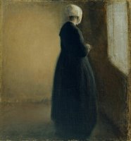 An Old Woman Standing by a Window by Vilhelm Hammershoi