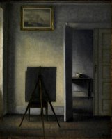 Interior with The Artist's Easel by Vilhelm Hammershoi