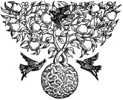 Birds And Fruit Tree Engraving by Walter Crane