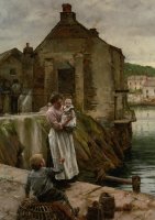 On The Quay Newlyn by Walter Langley