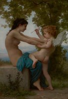 A Young Girl Defending Herself Against Eros by William Adolphe Bouguereau