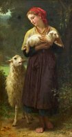 L'agneau Nouveau Ne (the Shepherdess) by William Adolphe Bouguereau