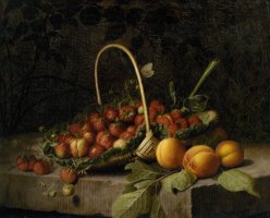 A Basket of Strawberries And Peaches by William Hammer