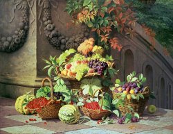 Baskets Of Summer Fruits by William Hammer