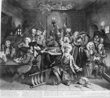 A Rake's Progress, Plate 6, Scene in a Gaming House by William Hogarth