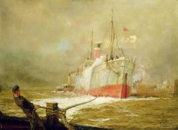 Docking a Cargo Ship by William Lionel Wyllie
