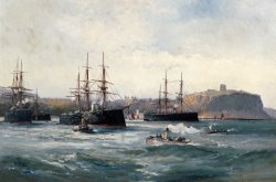 The Channel Fleet off Scarborough by William Lionel Wyllie