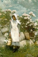 Girl And Laurel by Winslow Homer
