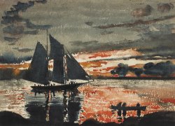 Sunset Fires by Winslow Homer