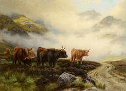 Highland Cattle in a Pass by Wright Barker